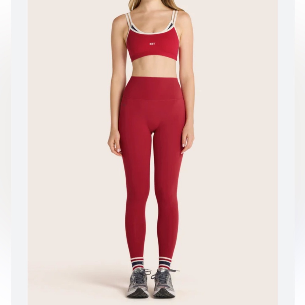SET Active ladybug two tone breathe layered Red Workout Set